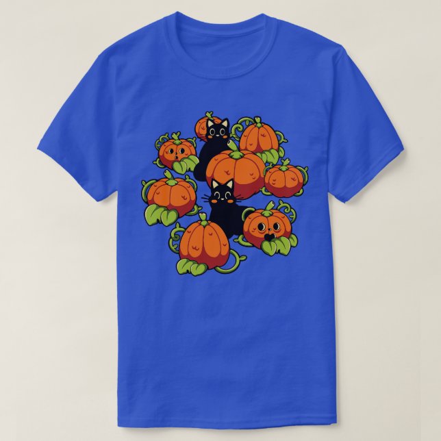 Cats and Pumpkins Kawaii Halloween by Tobe Fonseca T-Shirt (Design Front)