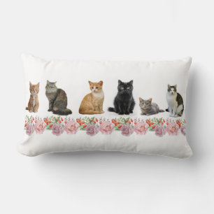 Cats and Roses Lumbar Pillow
