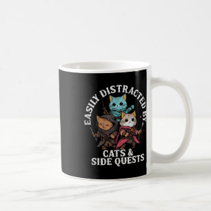 Cats And Side Quests Fantasy Gamer Cat Design  Coffee Mug