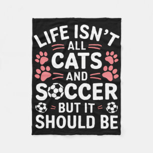 Cats And Soccer Funny Soccer Fleece Blanket
