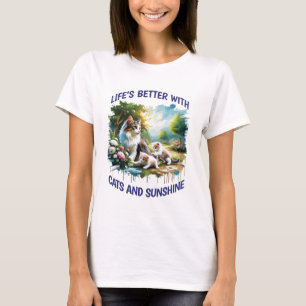 Cats And Sunshine Women White T-Shirt