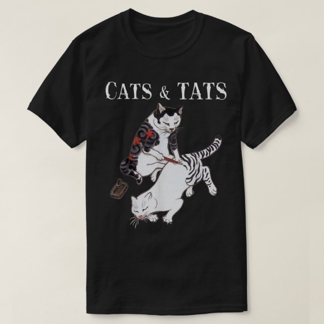 Cats and Tats  cat tattoo lover tee shirt Cats & T (Design Front)