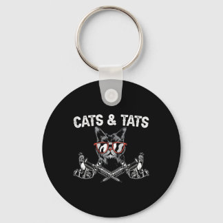 Cats And Tats Inking Tattoo Lover Tattooing Kitty Keychain