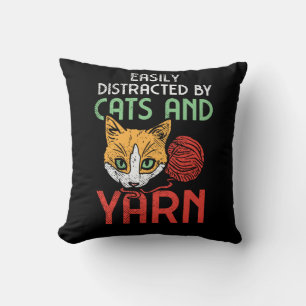 Cats And Yarn Throw Pillow