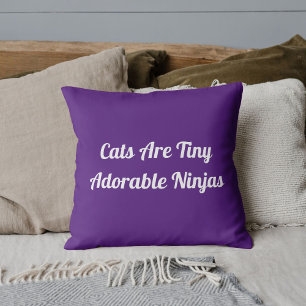 Cats Are Adorable Ninjas Personalized Royal Purple Throw Pillow