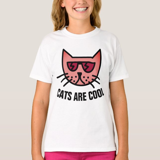 CATS ARE COOL, Funny Kids Cat T-shirts (Front)