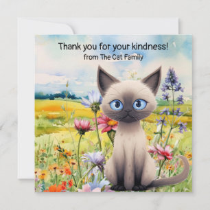 Cats are in flower field  thank you card