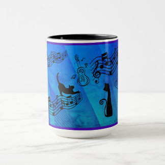 Cats Are Like Music: Music Staffs And Guitars Teal Mug