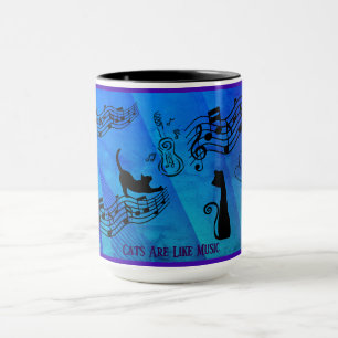 Cats Are Like Music: Music Staffs And Guitars Teal Mug