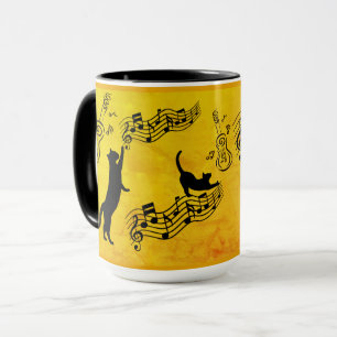 Cats Are Like Music: Staffs & Guitars Golden Hue Mug