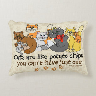 Cats are like potato chips accent pillow