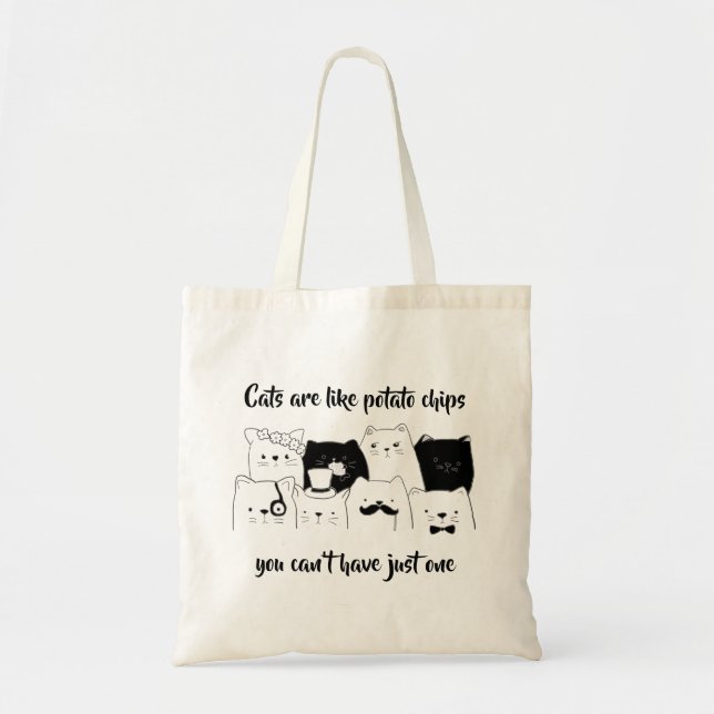 Cats Are Like Potato Chips // Cat doodle Tote Bag (Front)