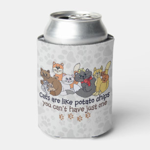 Cats are like potato chips Grey Can Cooler