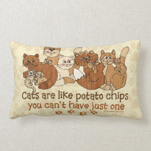 Cats are like potato chips Grunge Version Lumbar Pillow