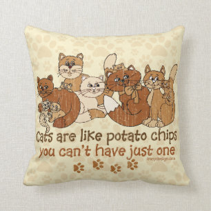 Cats are like potato chips Grunge Version Throw Pillow