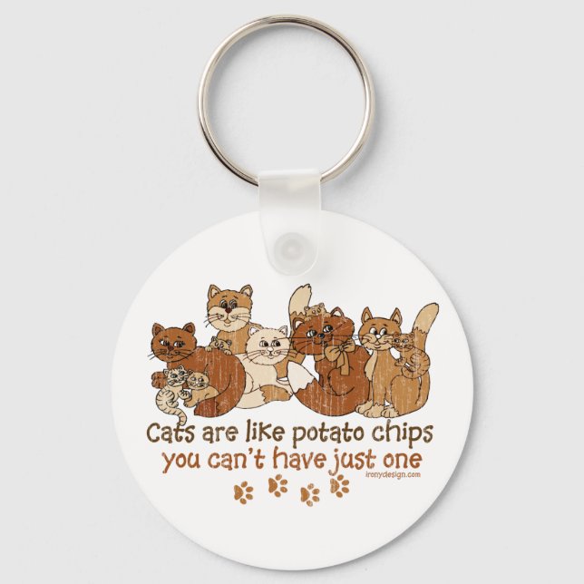 Cats are like potato chips keychain (Front)
