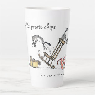 Cats are like potato chips /Personalized Funny Cat Latte Mug