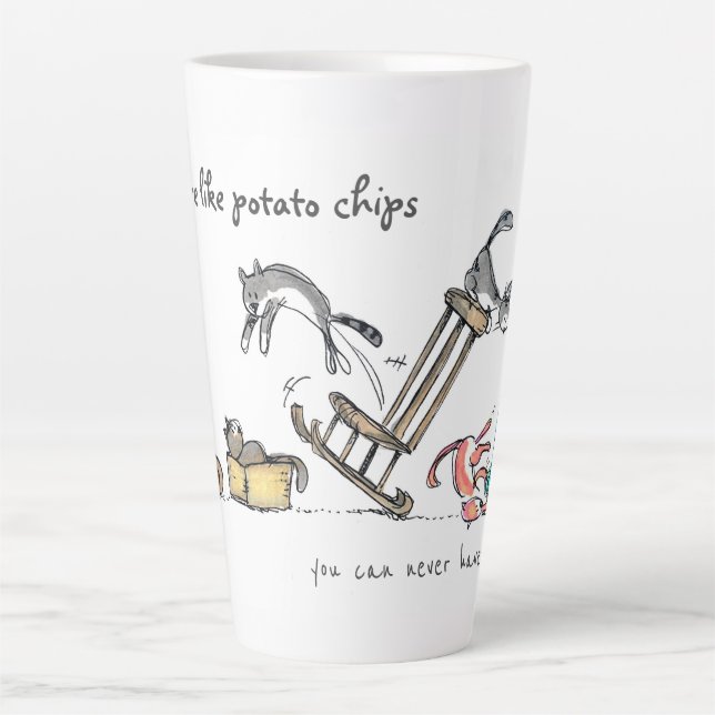 Cats are like potato chips /Personalized Funny Cat Latte Mug (Front)