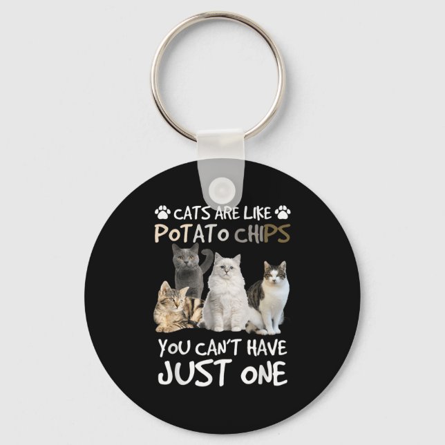 Cats Are Like Tato Chips You Can Not Have Just One Keychain (Front)
