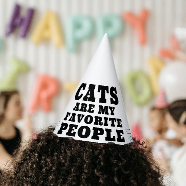 Cats Are My Favourite Funny Quote Turquoise Stenci Party Hat (Creator Uploaded)