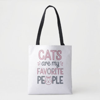 "Cats Are My Favourite People" Funny Cat Mom Tote Bag