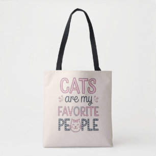 "Cats Are My Favourite People" Funny Cat Mom Tote Bag