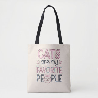 "Cats Are My Favourite People" Funny Cat Mom Tote Bag