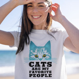 Cats Are My Favourite People Modern Blue Grumpy T-Shirt