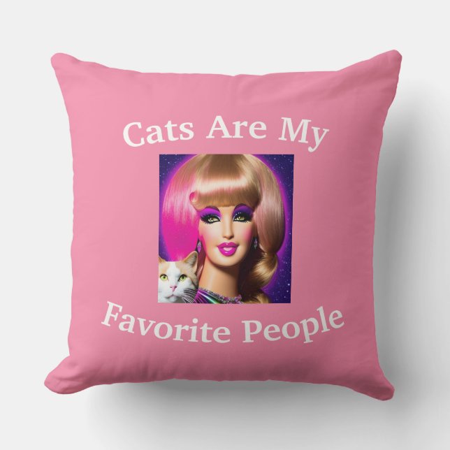 Cats Are My Favourite People Throw Pillow (Front)