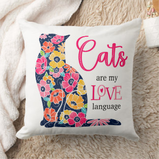 Cats are my LOVE Language Throw Pillow