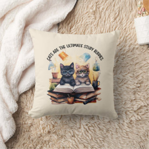 Cats Are The Ultimate Study Buddies Throw Pillow