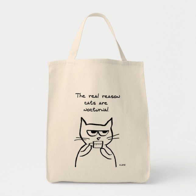 Cats are Up All Night - Funny Cat Market Tote (Front)