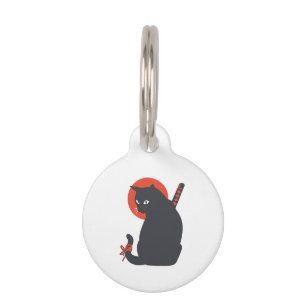 Cats as Warrior Samurai - Choose background color Pet Tag