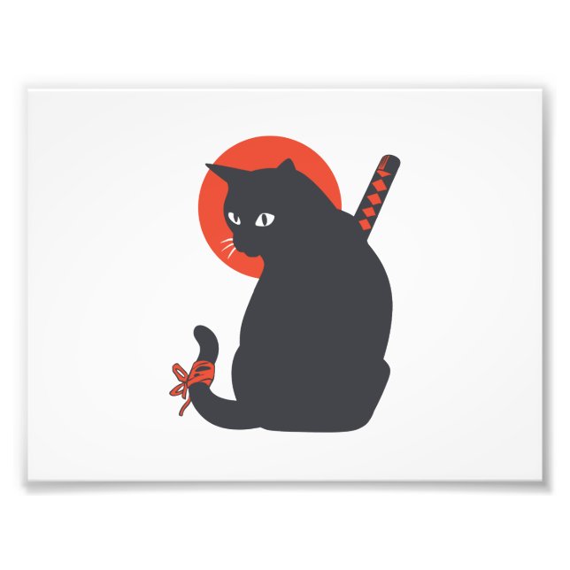 Cats as Warrior Samurai - Choose background colour Photo Print (Front)