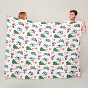 Cats At christmas Whimsical Pattern Fleece Blanket