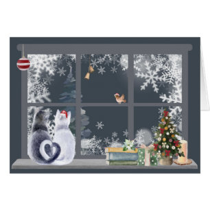 Cats at Christmas Window