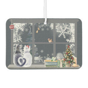 Cats at Christmas Window  Air Freshener
