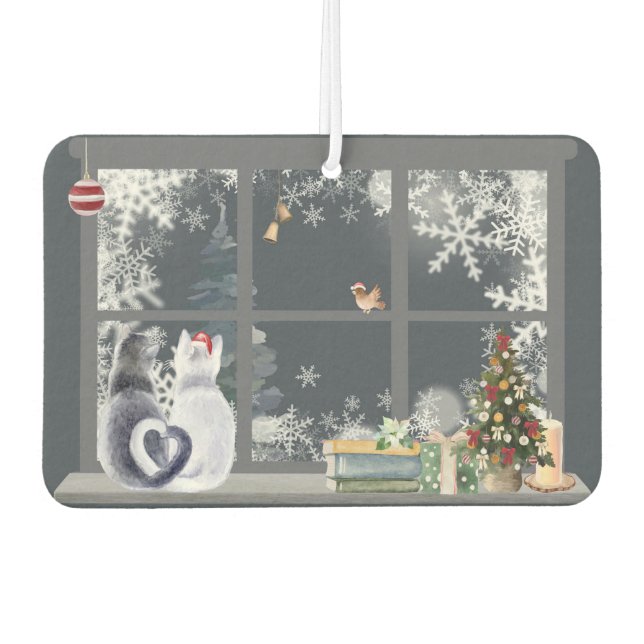 Cats at Christmas Window  Air Freshener (Front)