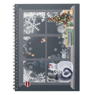 Cats at Christmas Window Notebook