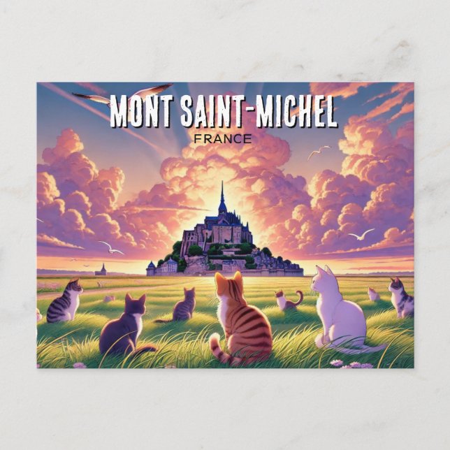 Cats at Mont Saint-Michel France  Postcard (Front)