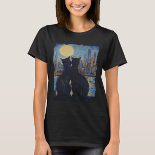 Cats At Night In New York Van Gogh Cat For Cat Lov T-Shirt