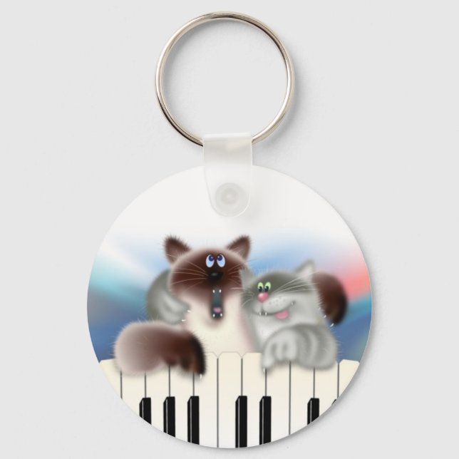 Cats at Piano Keychain (Front)