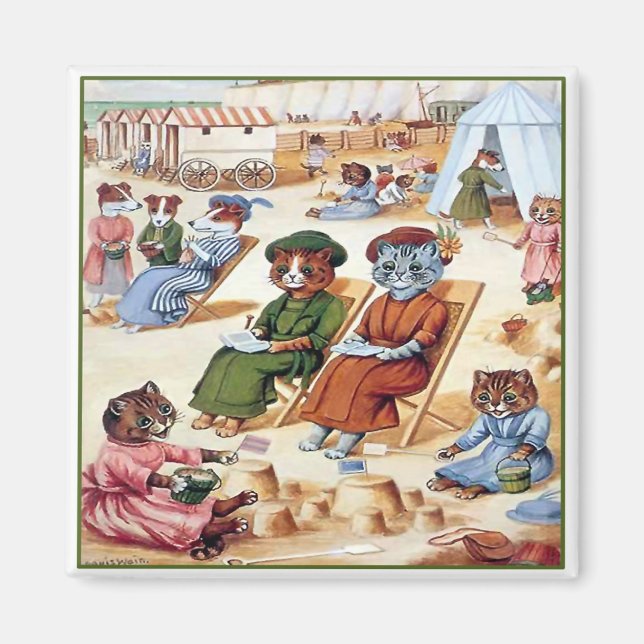 Cats at the Beach by Louis Wain Magnet (Front)