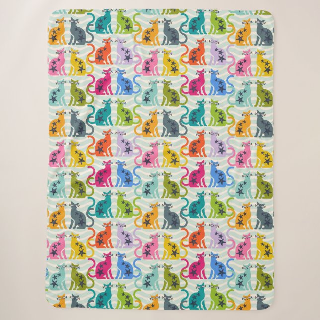 Cats at the beach  sherpa blanket (Front)