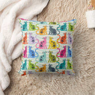 Cats at the beach throw pillow