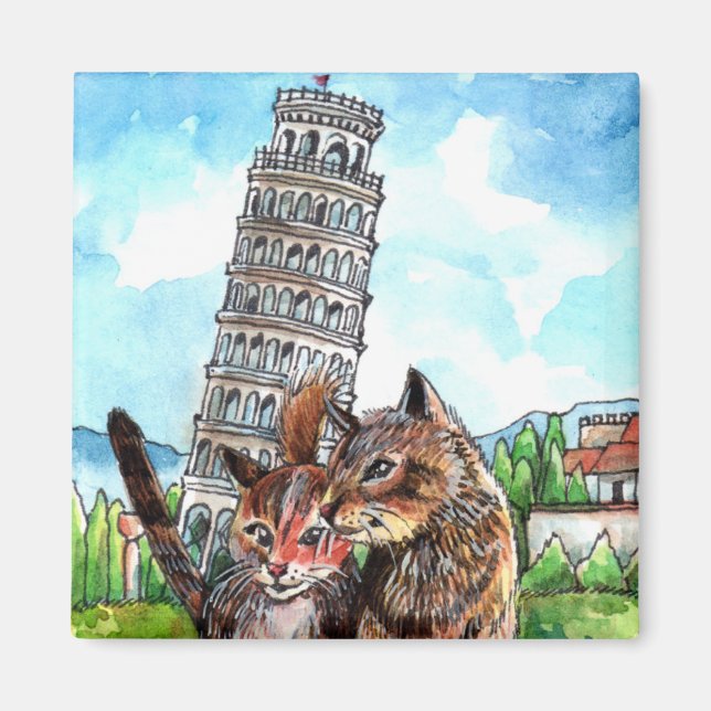 Cats at the Tower of Pisa Magnet (Front)