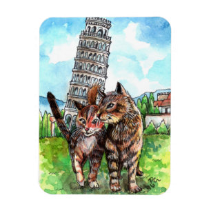 Cats at the Tower of Pisa Magnet