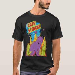 Cats Attack I Cat Kitten Laser Space Retro Vintage T-Shirt