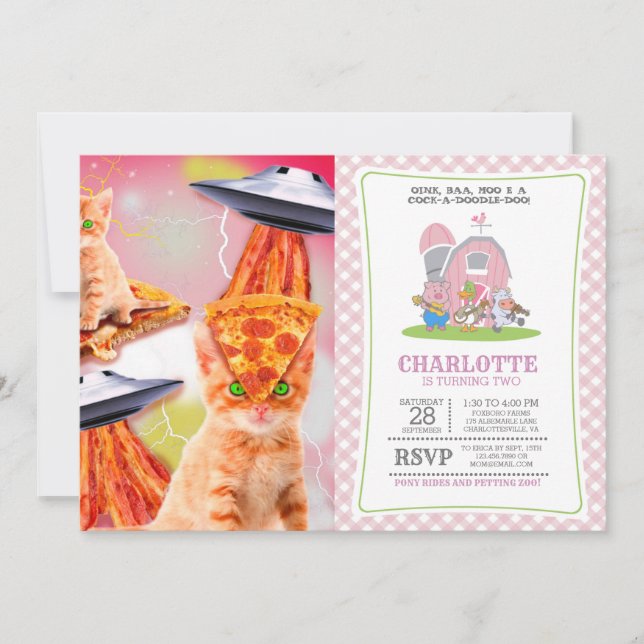 Cats, bacons and ufos invitation (Front)