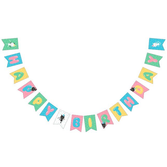 Cats & Balloon Letters Happy Birthday Bunting Flags (All)